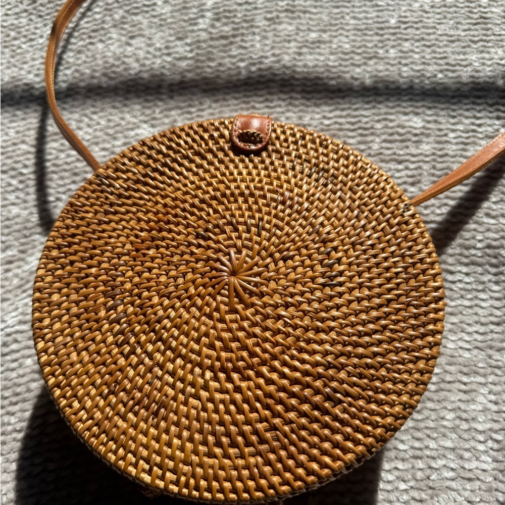 Round Woven Tan Bag